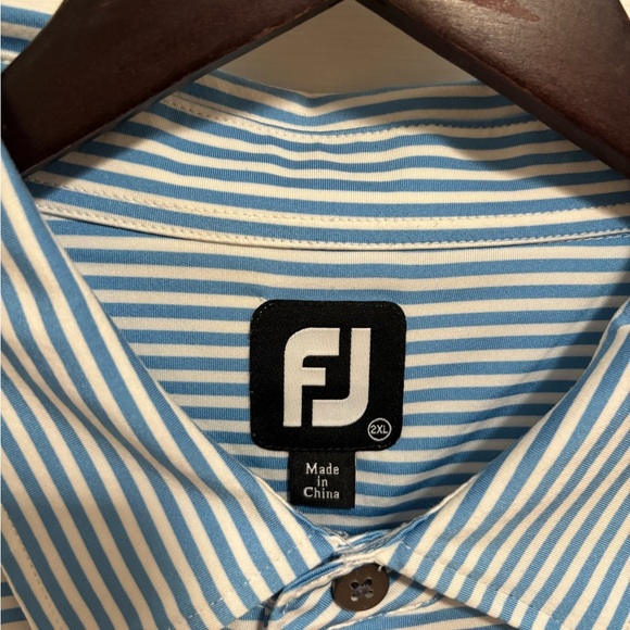 FootJoy Golf Polo Shirt – Light Blue & White Stripe – Size 2XL - Picture 2 of 6